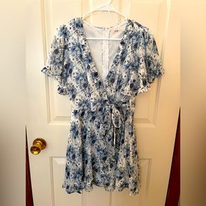 Short white and blue floral dress